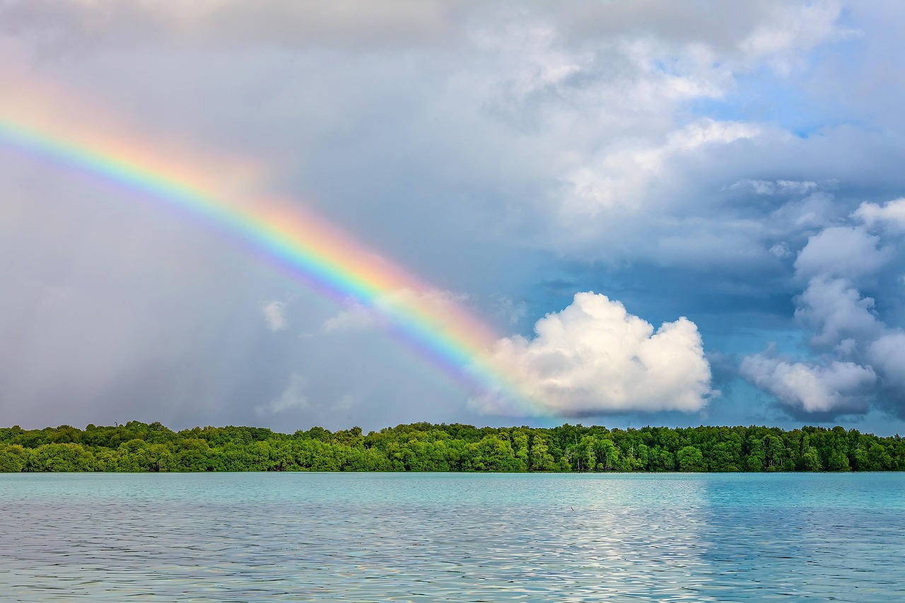 Rainbow over water